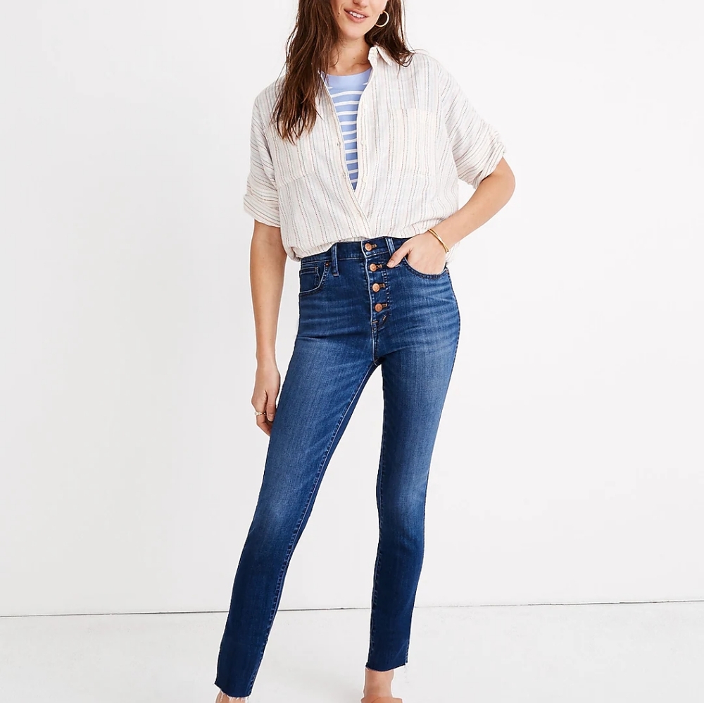 Madewell High-Rise Skinny Jeans in Dark Blue Wash